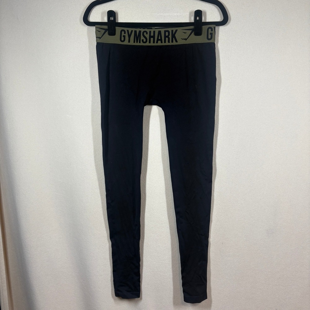 Gymshark Womens High‎ Waisted Seamless Legging Med Black Olive Green Workout